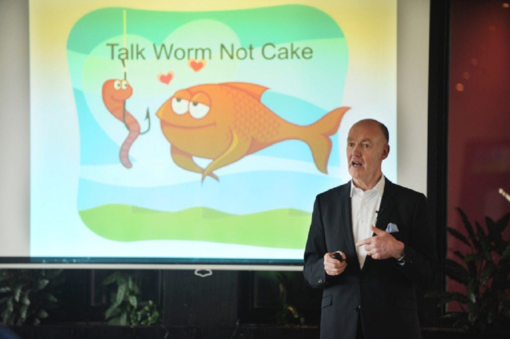 Andrew Keogh Aristo speaking "Talk Worm Not Cake"