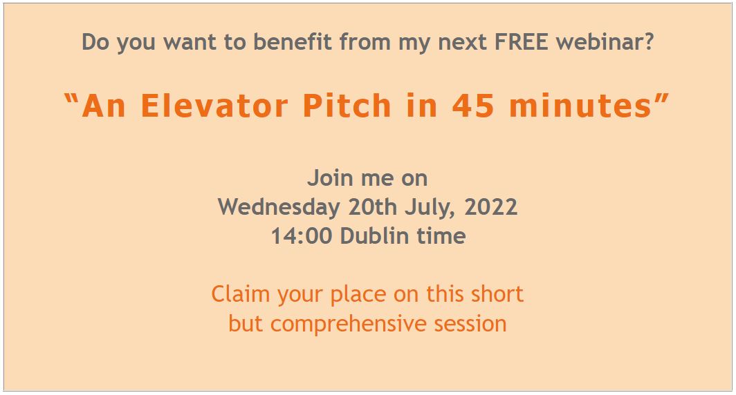 Webinar Presentation: Elevator Pitch in 45 Minutes